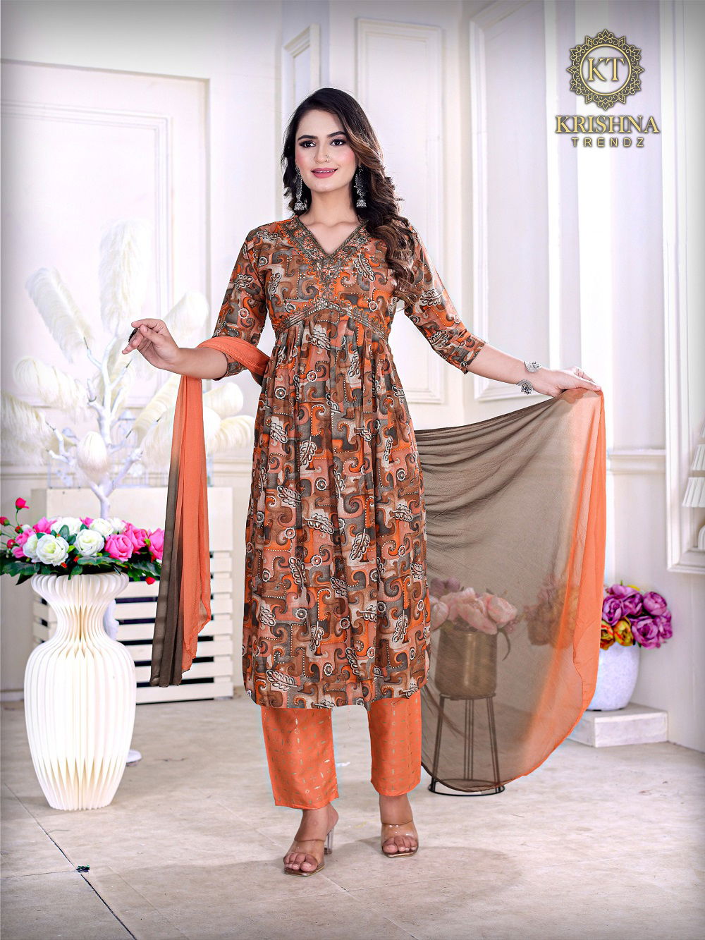 Palak Vol 1 By Krishna Alia Cut Printed Kurti With Bottom Dupatta Wholesale Shop In Surat
